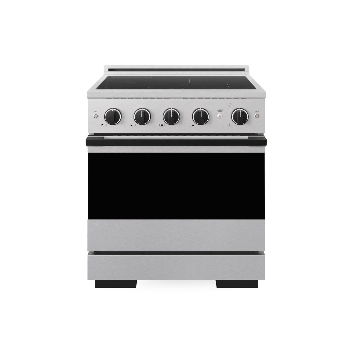 ZLINE - Autograph 30 in. 4.2 cu. ft. Marino Freestanding Induction Range with 4 Burners in Satin Steel with Black Accents - Satin Stainless Steel