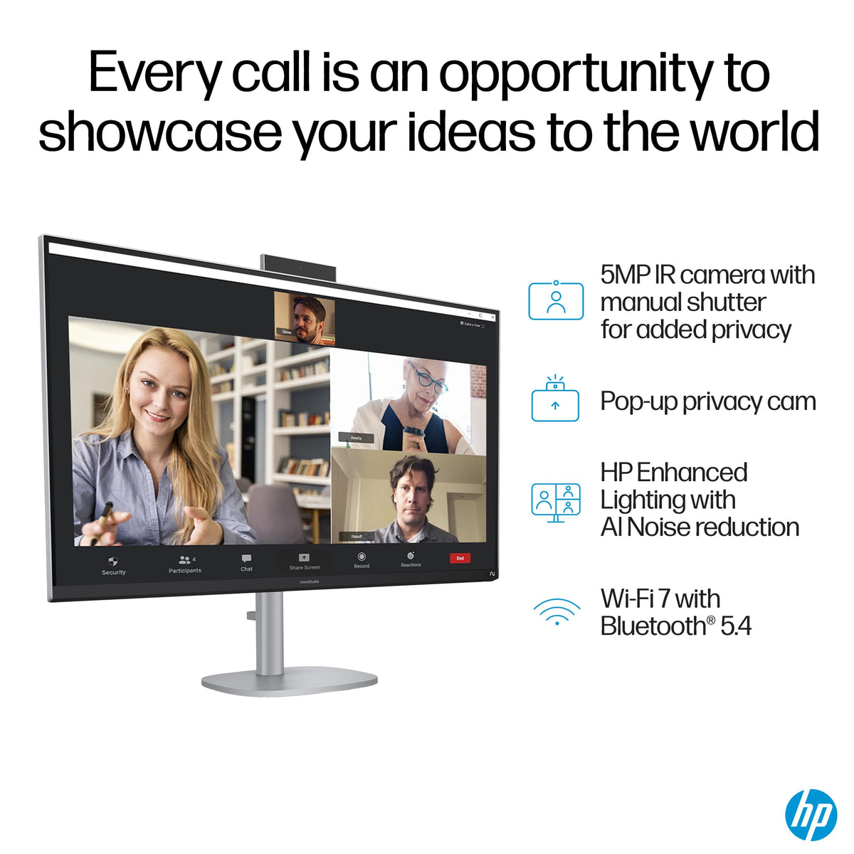 HP - OmniStudio X - Copilot+ PC - 31.5" 4K UHD AiO w/ Adjustable Height - Intel Core Ultra 7 258V '24 - 32GB Memory - 1TB SSD - Meteor Silver
