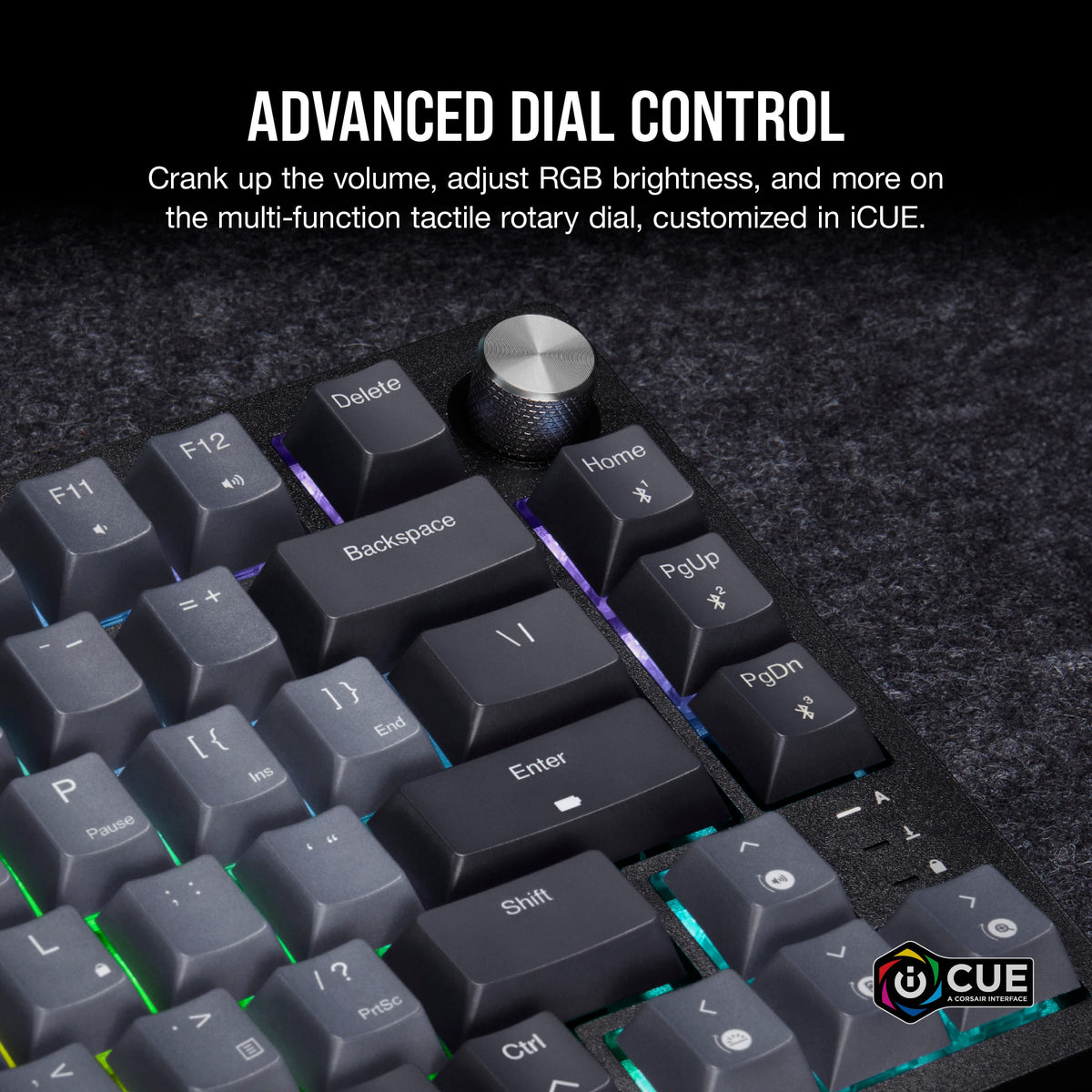 CORSAIR - K65 PLUS RGB 75% Wireless Mechanical Pre-Lubricated MLX Red Linear Switch Gaming Keyboard with Hot-Swappable Switches - Black/Gray