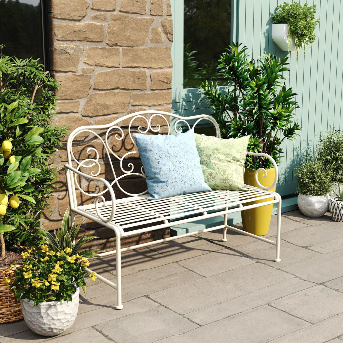 Sunnydaze - Outdoor Garden Bench - Matte White