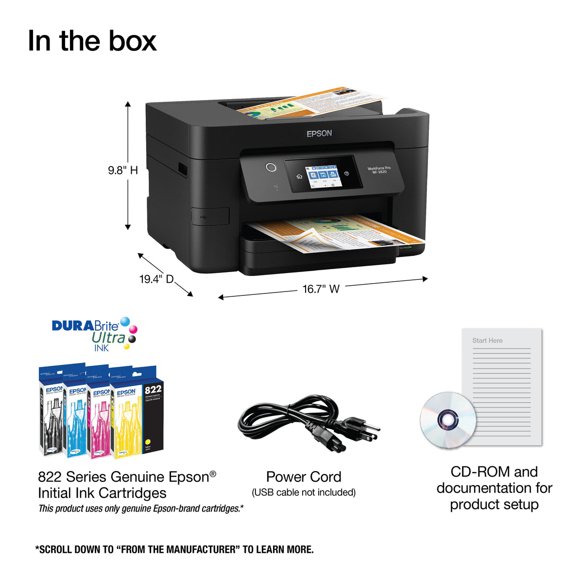 Epson - WorkForce Pro WF-3820 Wireless All-in-One Inkjet Printer - Black