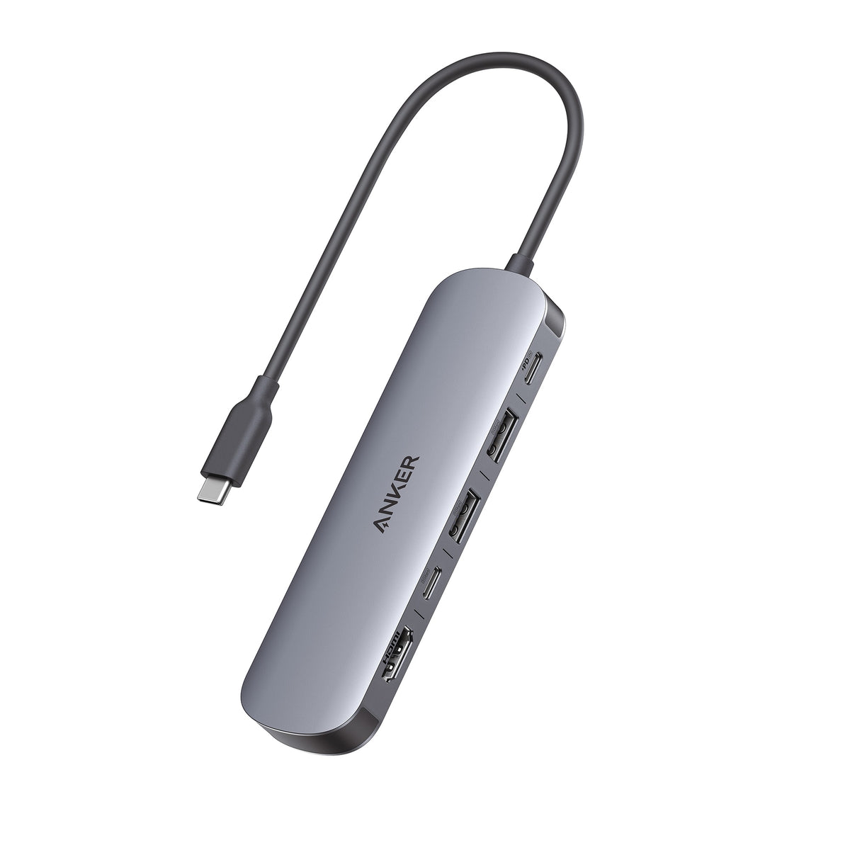 Anker - Nano USB-C Hub (7-in-1, 4K HDMI) - Gray