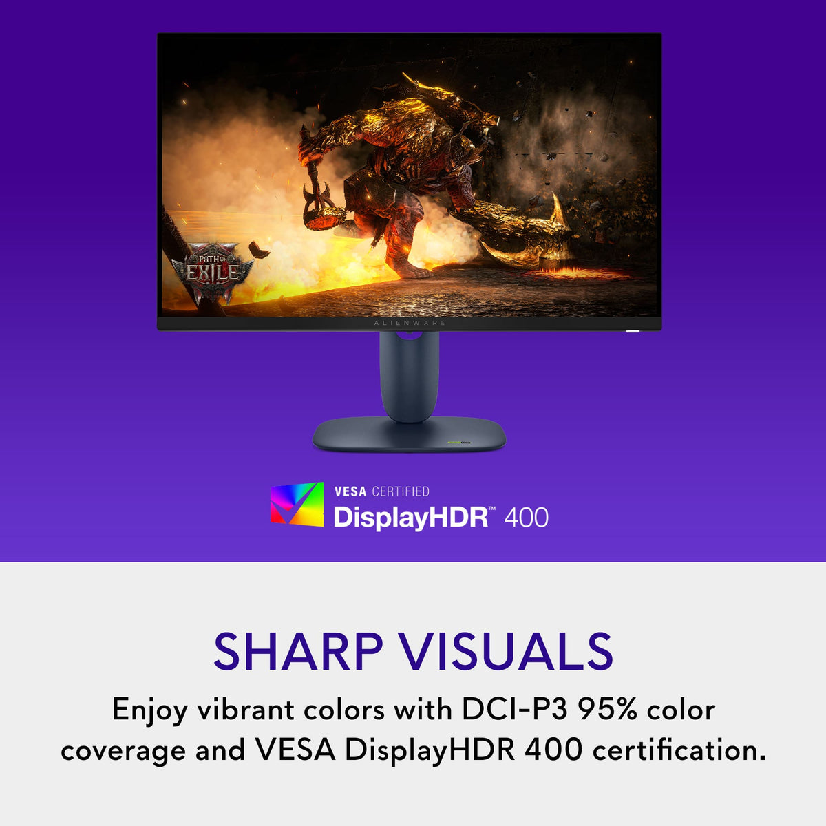 Alienware - AW2725DM 27" IPS LED QHD 180Hz 1ms FreeSync and G-Sync Compatible Gaming Monitor with HDR (HDMI, DisplayPort, USB) - Interstellar Indigo