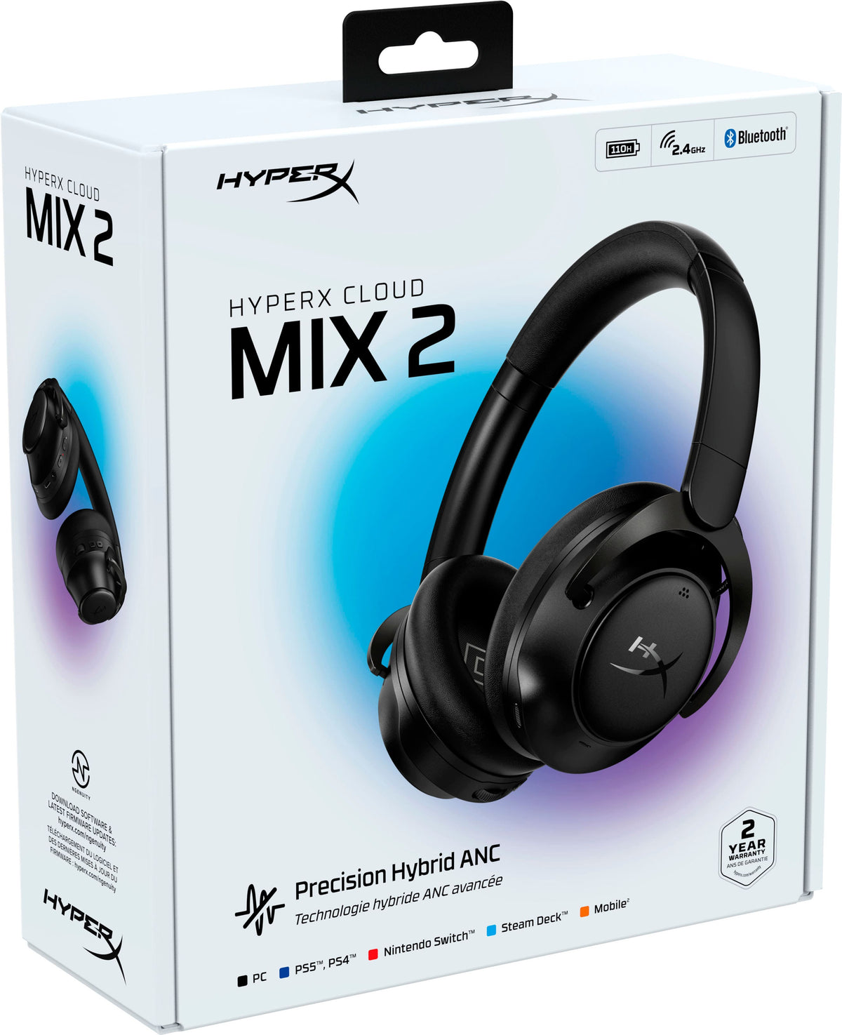 HyperX - Cloud MIX 2 Dual Wireless Gaming Headset for PC, PS5, PS4, Nintendo Switch, Steam Deck, and Mobile - Black