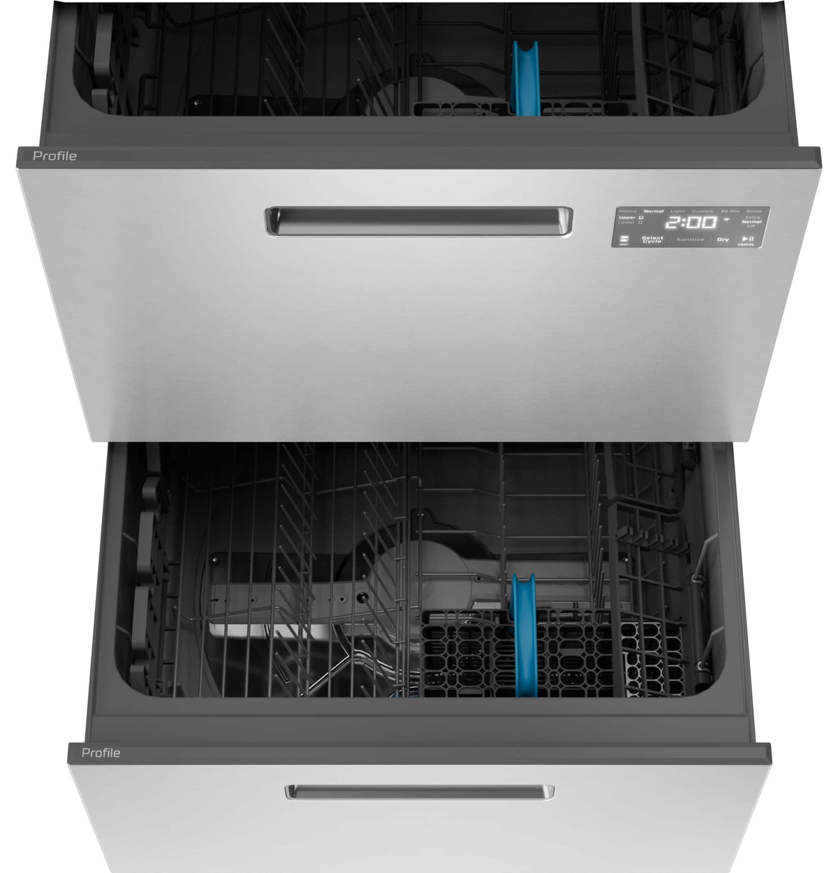 GE Profile - 24" Front Control Smart Built-In Double Drawer Dishwasher with Microban Antimicrobial Protection - Stainless Steel