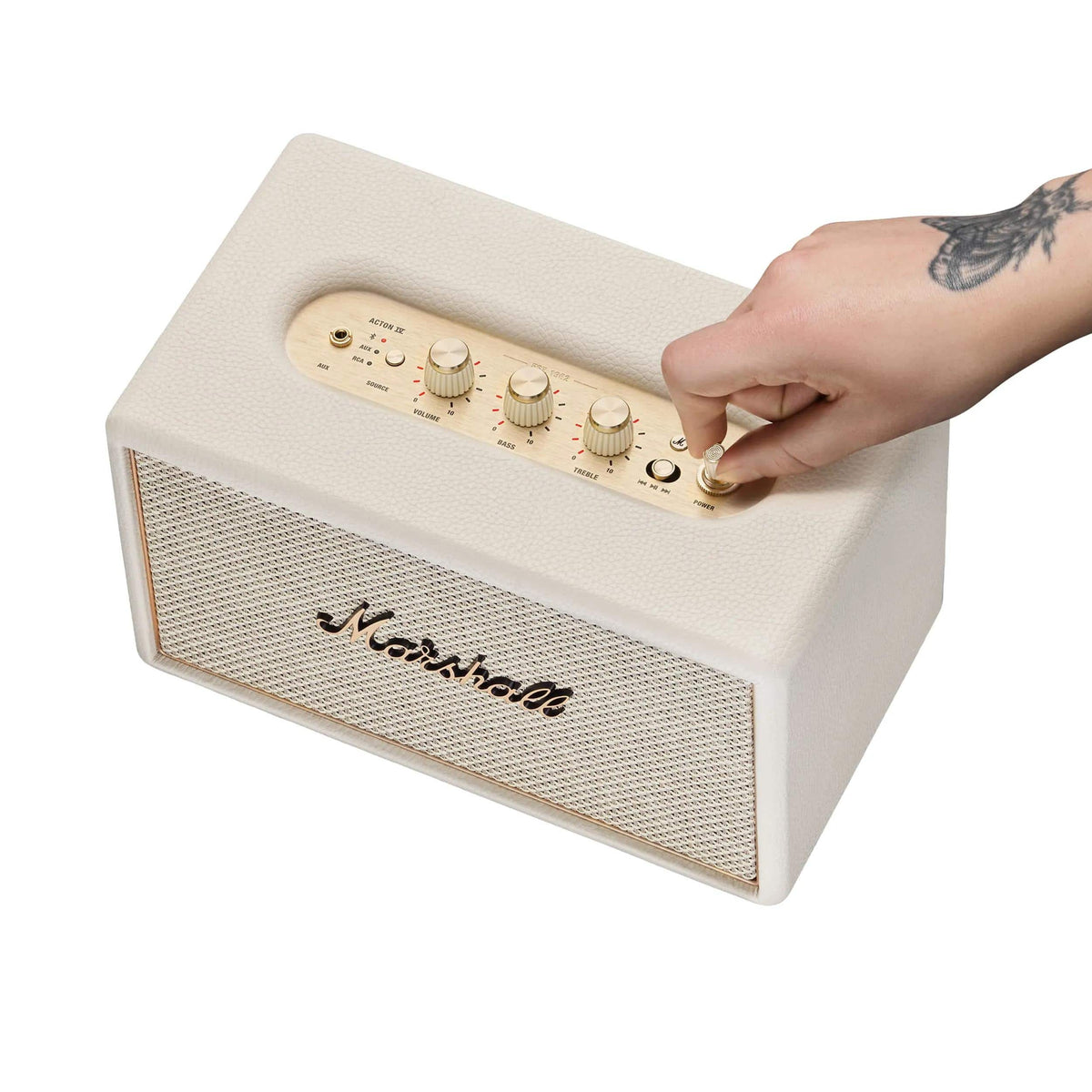 Marshall - Acton IV Bluetooth Home Speaker with Volume / Bass / Treble Controls and 3.5 mm Auxilary / RCA Inputs - Cream