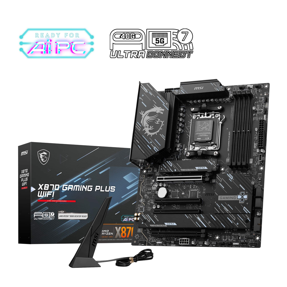 MSI - X870 GAMING PLUS WIFI (Socket AM5) AMD X870 ATX DDR5 Wi-Fi 7 Motherboard - Black