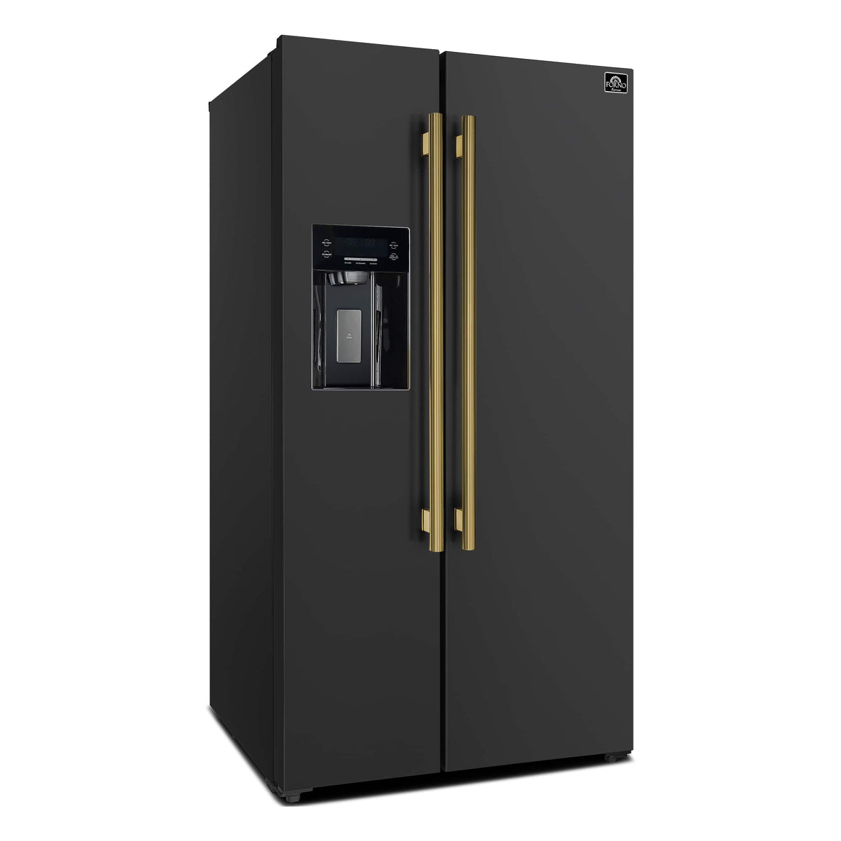 Forno Appliances - 36 in. Wide Salerno 20 Cu. Ft. Side-by-Side Counter-Depth Refrigerator with Ice and Water Dispenser - Black