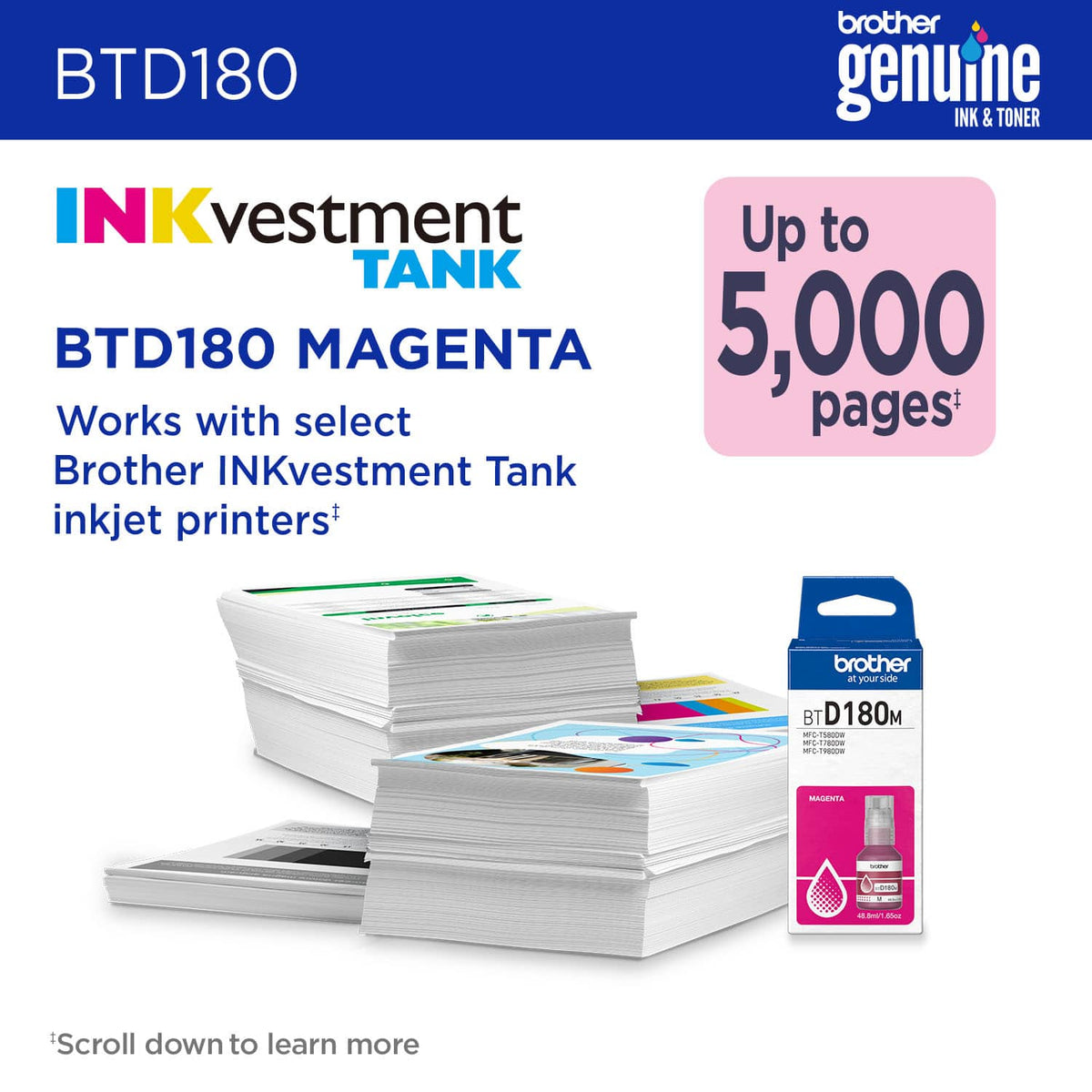 Brother - Genuine BTD180M High-Yield Magenta Ink Bottle