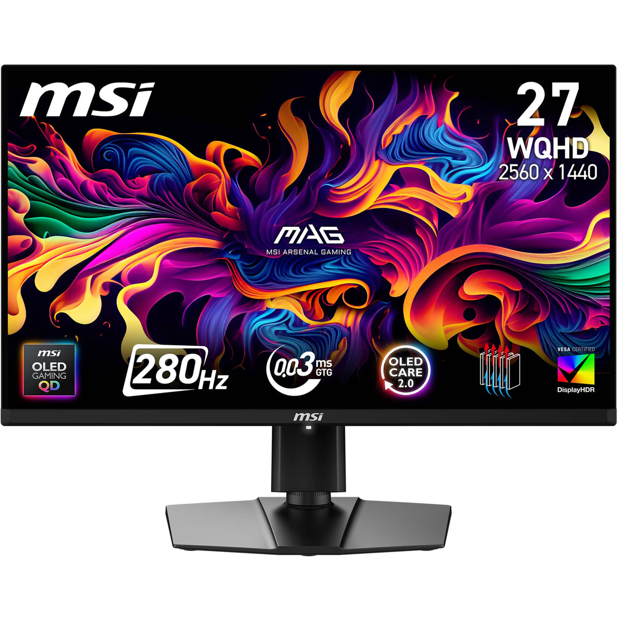 MSI - MAG 271QP QD-OLED X28 27" Quantum Dot OLED QHD 280Hz 0.03ms FreeSync Gaming Monitor (DisplayPort, HDMI, USB) - Black