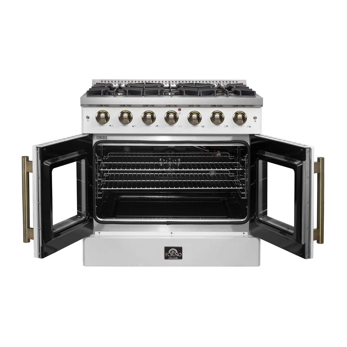Forno Appliances - 36 in. Wide 6 Burner Galiano 5.36 Cu. Ft. Freestanding Gas Convection Range with French Door Design - White