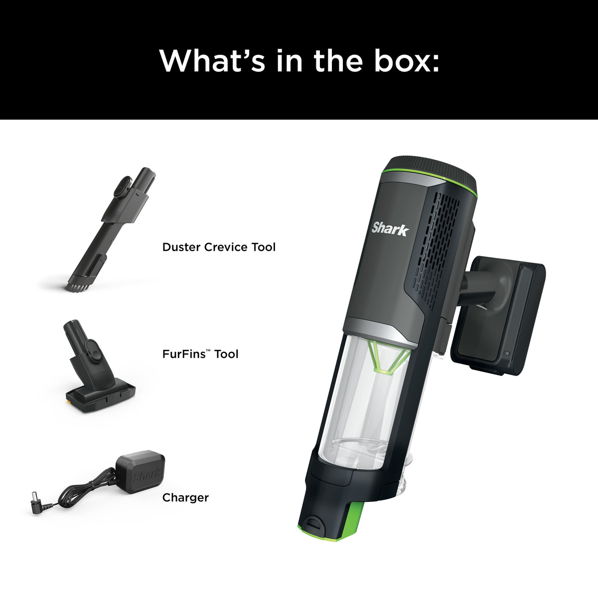 Shark - PowerBoost Cordless 2-in-1 Car/Home Handheld PowerVac - Charcoal + Electric Green