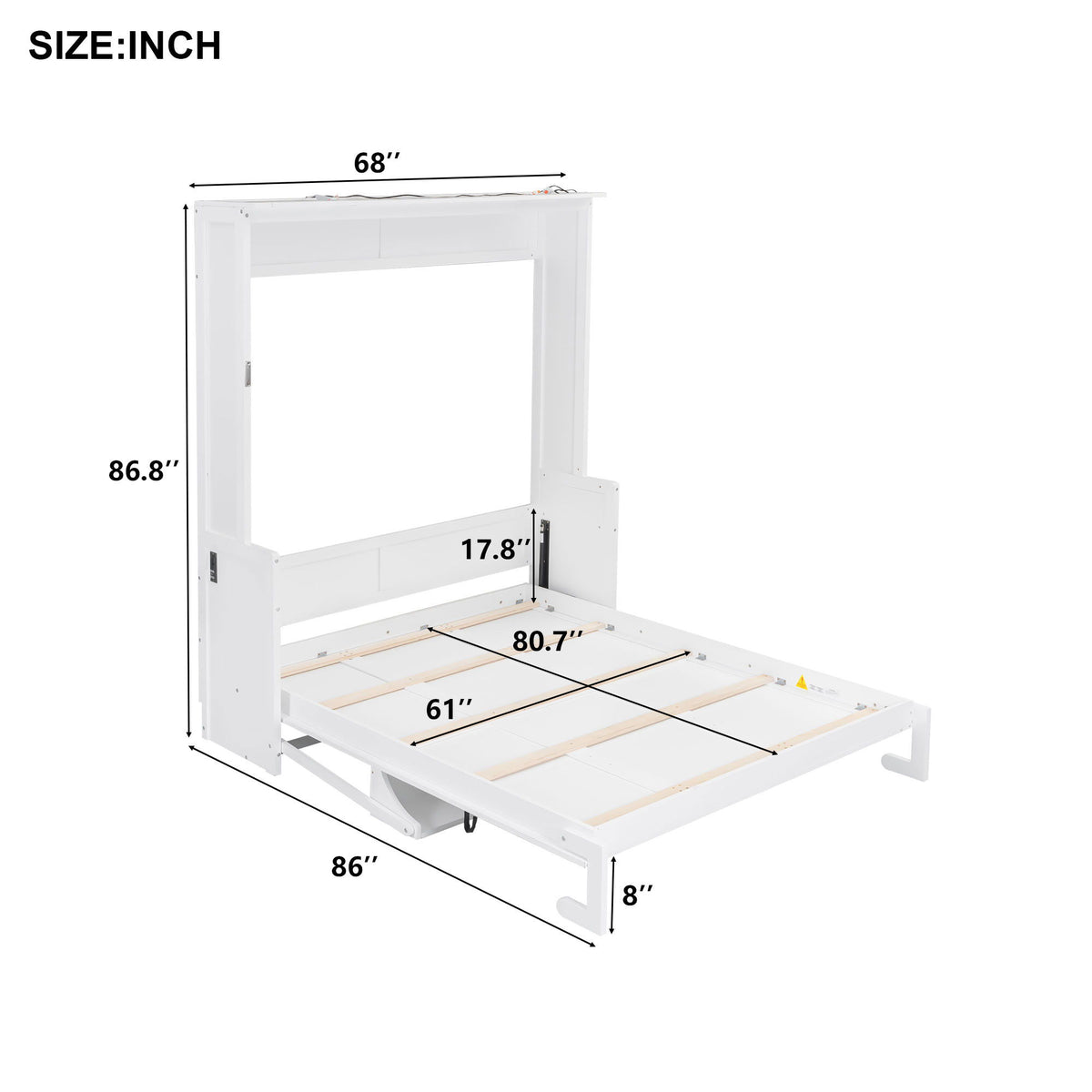 Cama Murphy con escritorio, luces LED y estación de carga USB