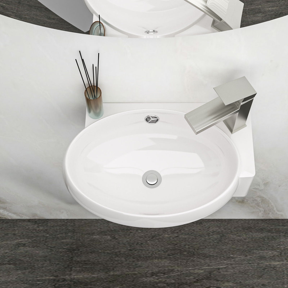Modern Aesthetic Rectangle Wall Mount Bathroom Sink With Single Faucet Hole