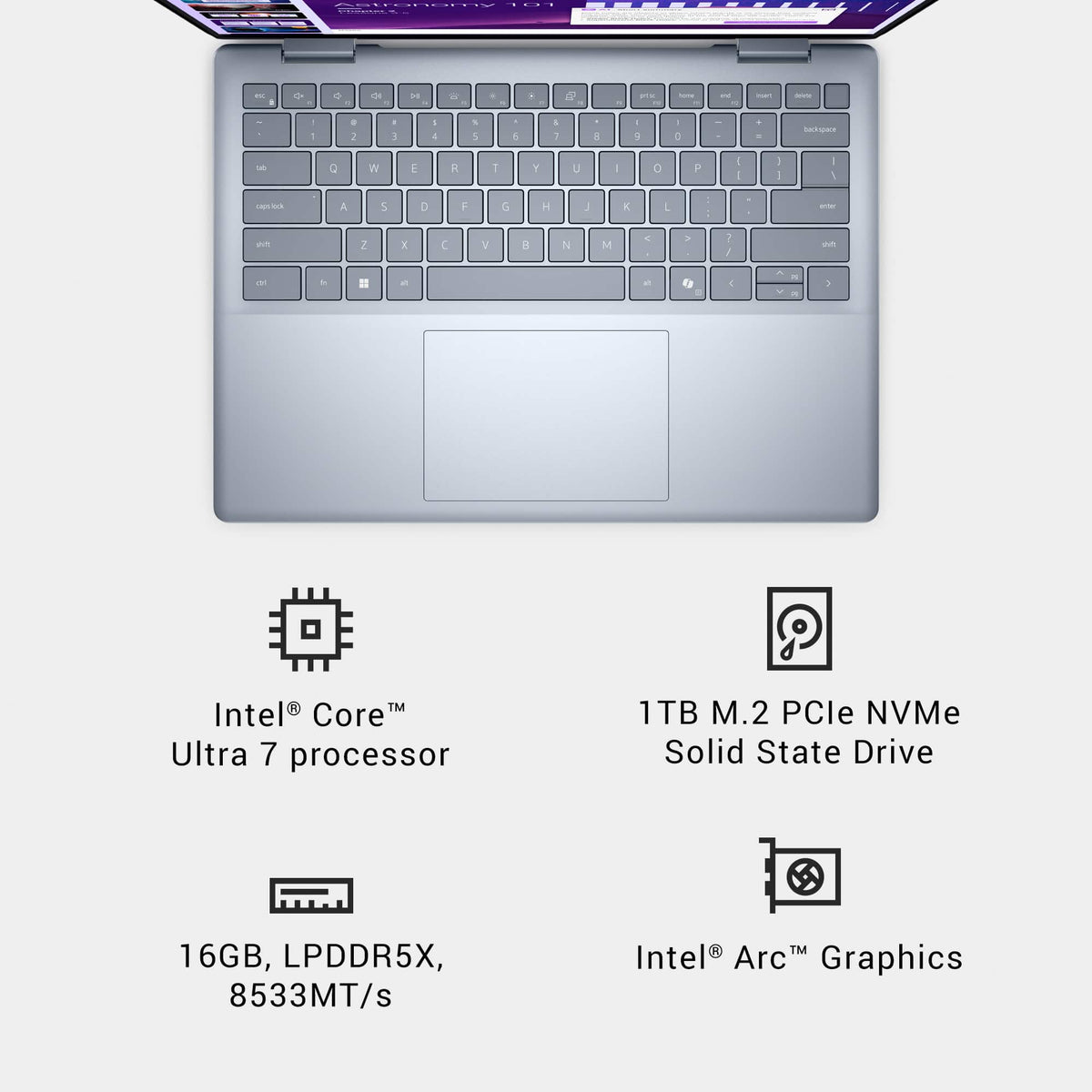 Dell - Plus 14" 2K 2-in-1 Touchscreen Laptop - Intel Core Ultra 7 Series 2 256V 2024 - 16GB Memory - 1TB Storage - Copilot+ PC - Ice Blue
