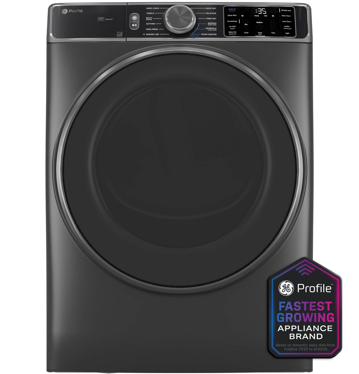 GE Profile - 7.8 Cu. Ft. Stackable Smart Electric Dryer with Steam and Sanitize Cycle - Carbon Graphite