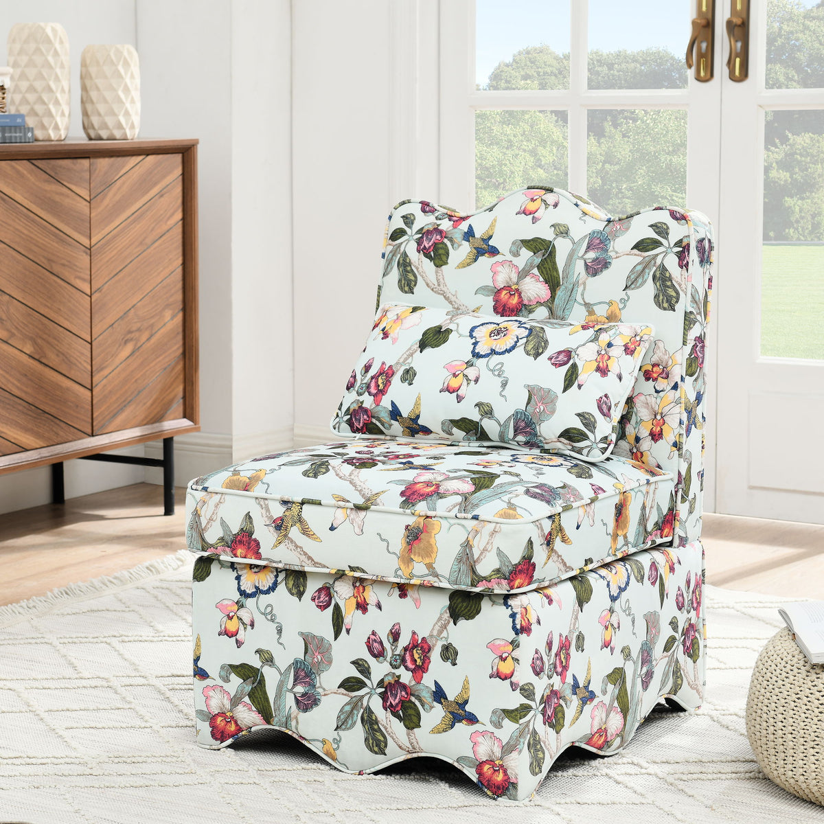Stylish Flannel Dining Chair With Soft Cushion And Backrest
