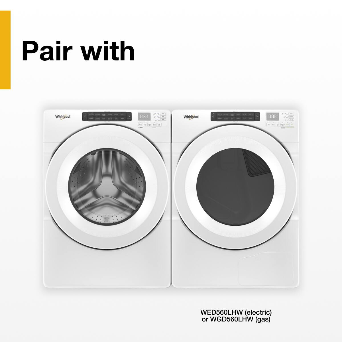 Whirlpool - 4.3 Cu. Ft. High Efficiency Stackable Front Load Washer with 35 Cycle Options - White