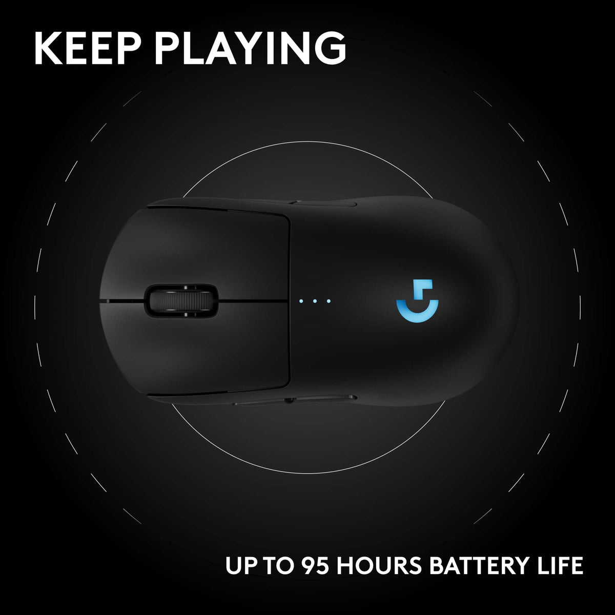 Logitech - PRO 2 LIGHTSPEED Lightweight Optical HERO 44K DPI Gaming Mouse with 4 Customizable and Switchable Magnetic Side Buttons - Wireless - Black