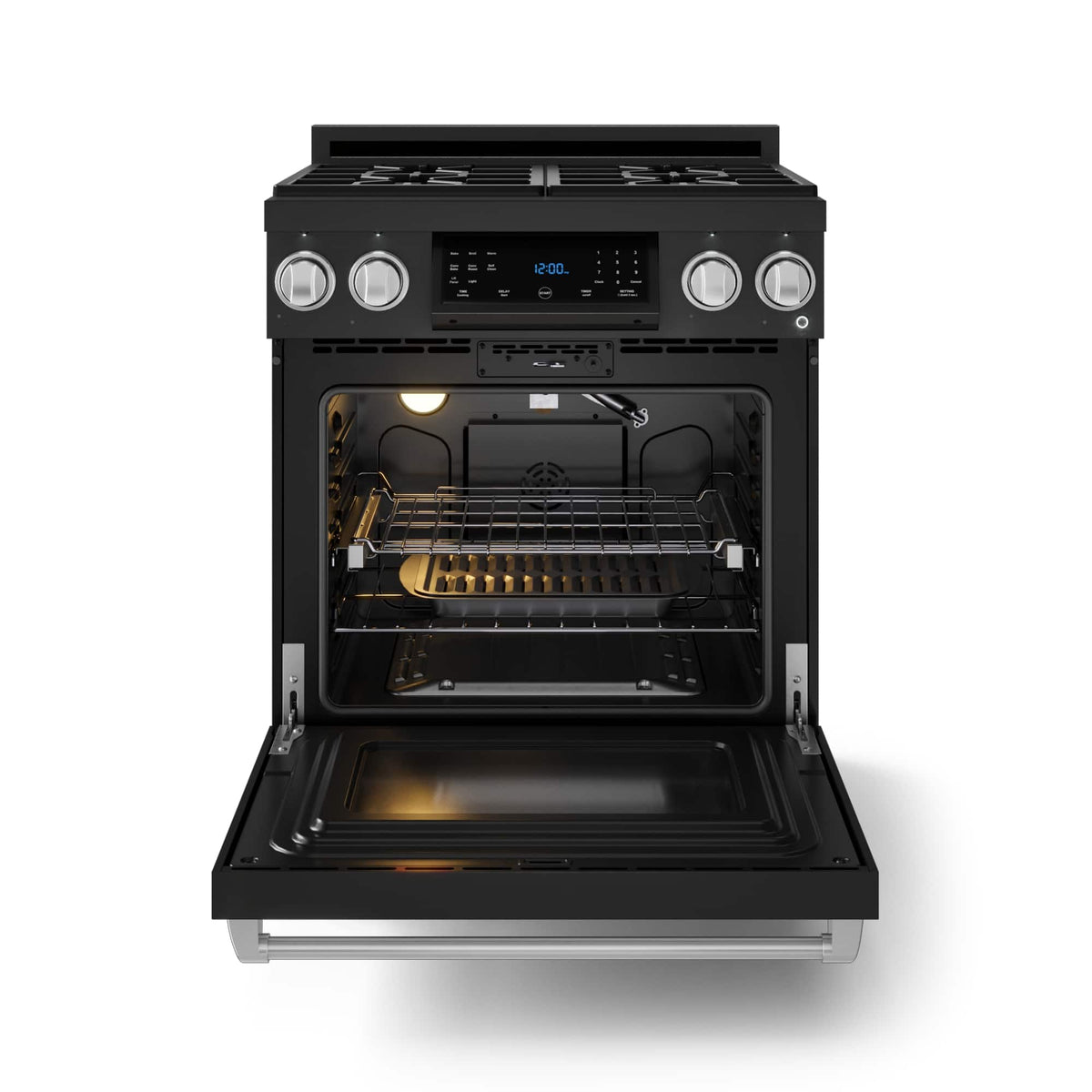 30 in. Wide 4 burner Gordon Ramsay Series by Thor Kitchen 4.55 Cu. Ft Freestanding LP Gas Range w/ Stainless Hardware - Black