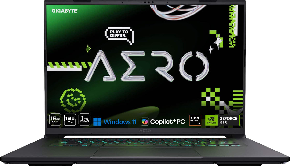 GIGABYTE - AERO X16 - Copilot+ PC - 165Hz 2560x1600 WQXGA - RTX™ 5060 - AMD Ryzen 7 260 - 1TB SSD - 16GB DDR5 RAM - Space Gray