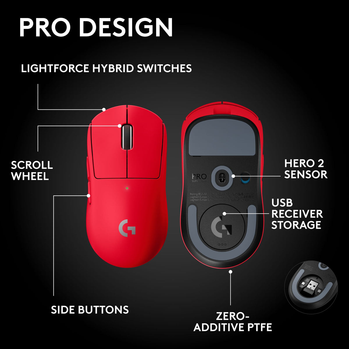 Logitech - PRO X SUPERLIGHT 2 SE LIGHTSPEED Lightweight Wireless Gaming Mouse with Optical HERO 2 Sensor 44,000 DPI for PC - Wireless - Red