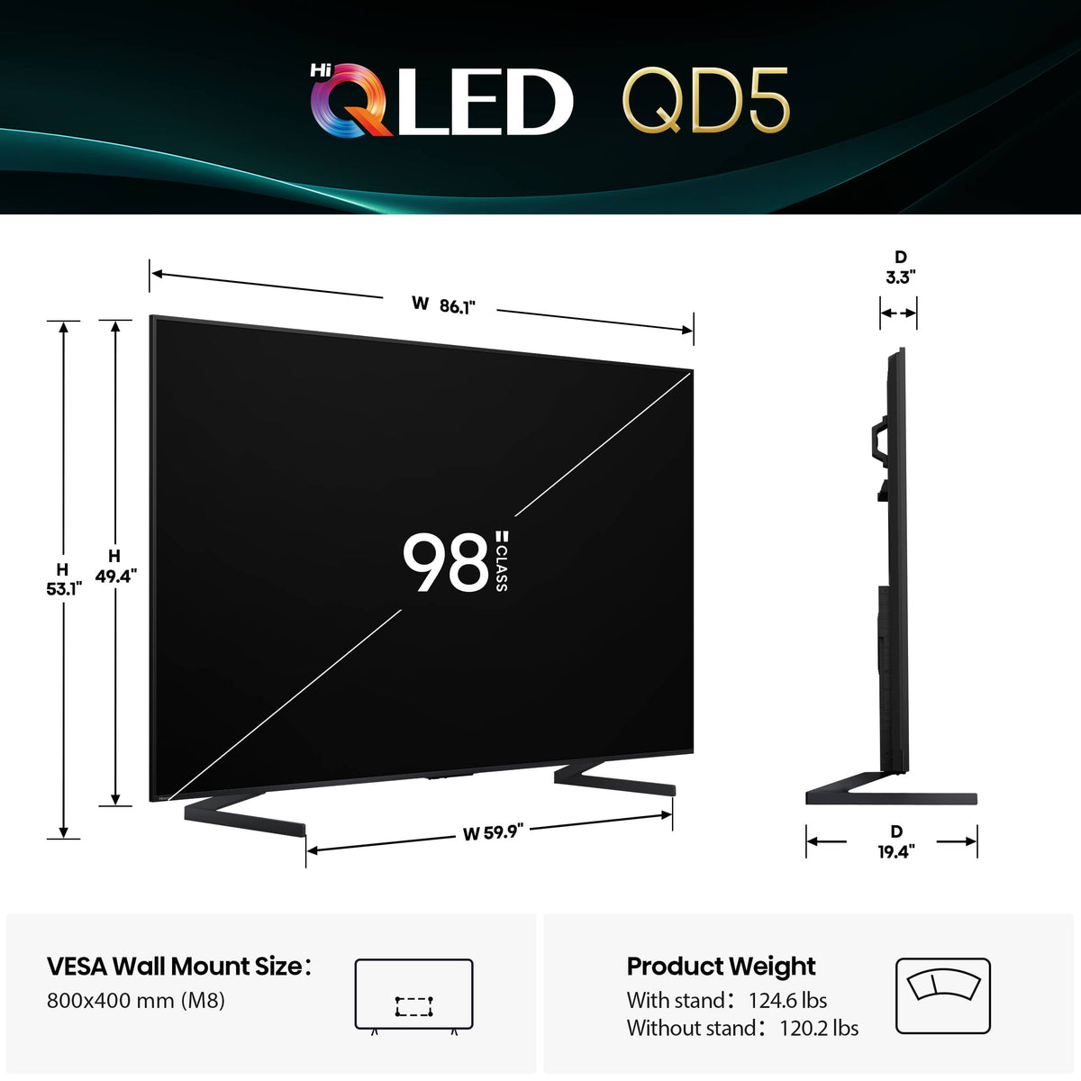 Hisense - 98" Class QD5 Series Hi-QLED 4K UHD Smart Google TV (2025)