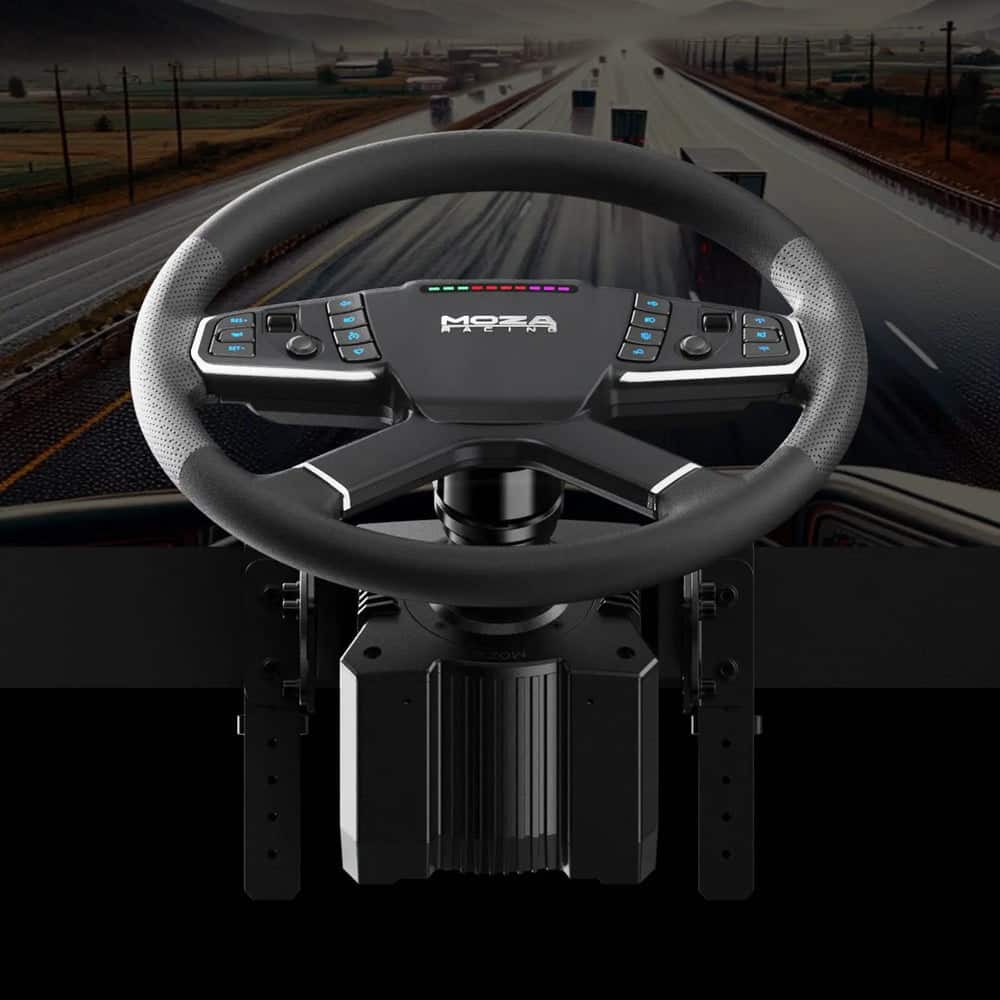 Moza Racing - Truck Simulator Sim Racing Bundle for Windows (Pedals, Wheelbase, & Steering Wheel) - Black