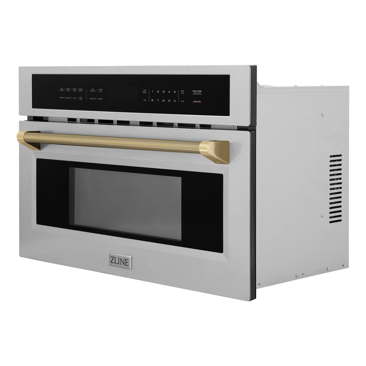 ZLINE - Autograph 30 in. 1.6 cu ft. Built-in Convection Microwave Oven and Champagne Bronze Helix Handle - Stainless Steel