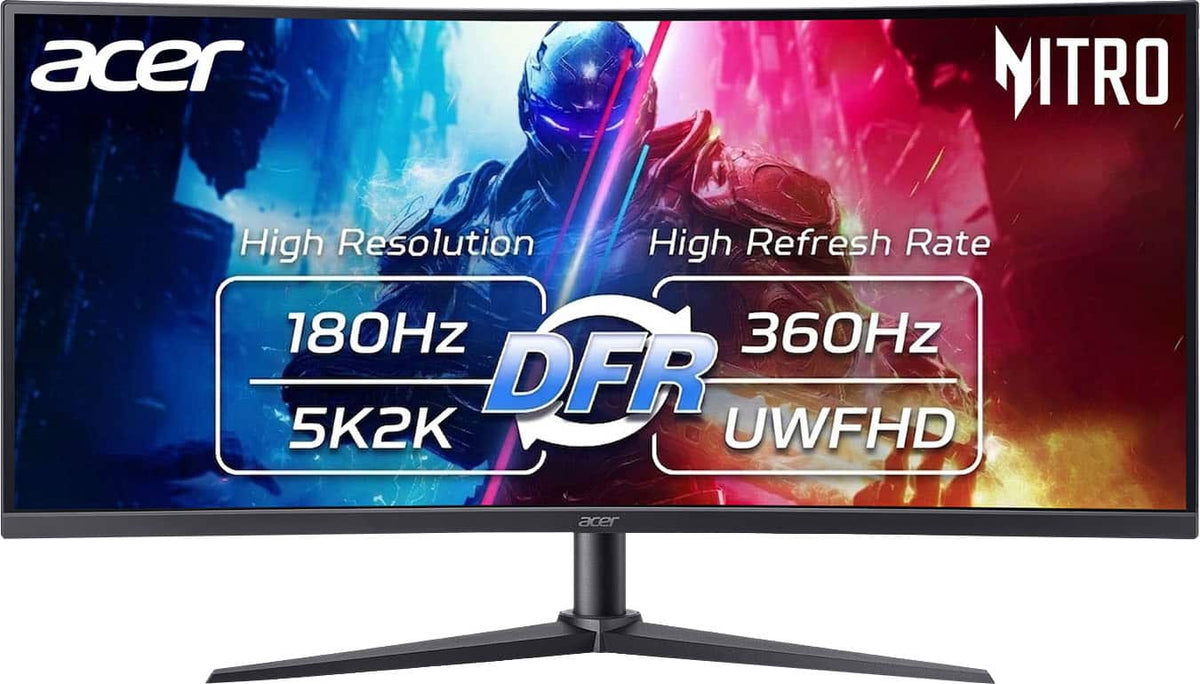Acer - Nitro 34" HD 5K2K (5120 x 2160) 1500R Curved LCD, VA 360Hz, FreeSync Premium Gaming Monitor - DisplayPort, 2 x HDMI - Black