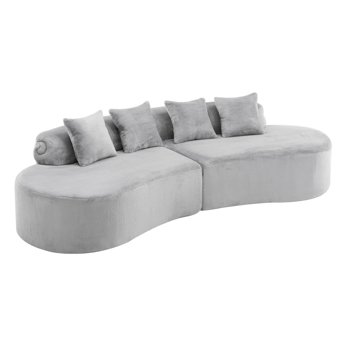 Sofá curvo moderno con almohadas