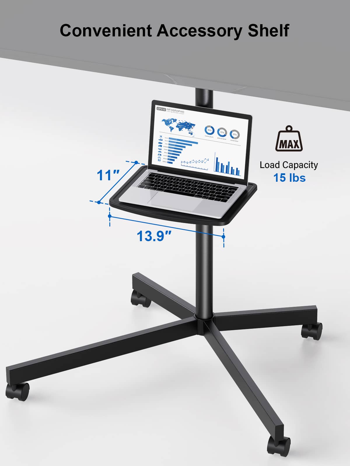 ErgoAV - 32″-55″ TV Cart - Black