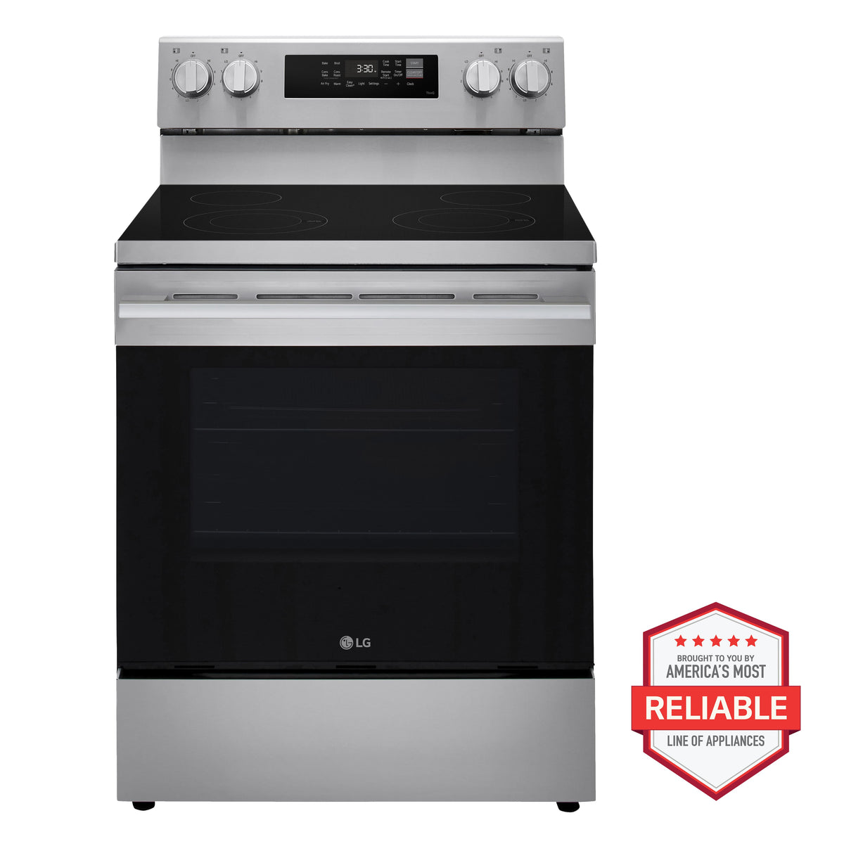 LG - 30-in Wide 6.3 Cu. Ft. Freestanding Electric Convection Smart Range with 4 Elements, Air Fry and WideView Window - Stainless Steel