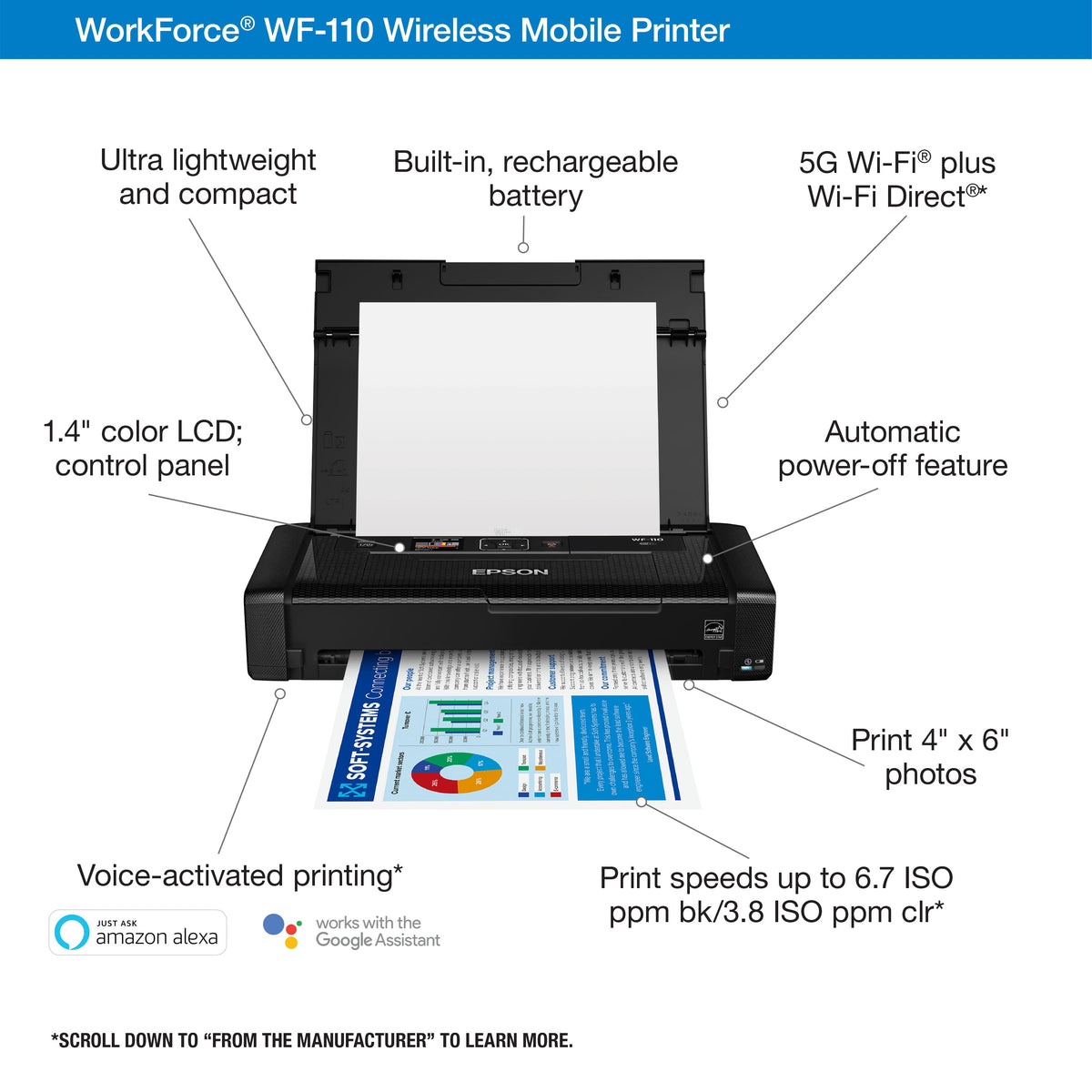 Epson - WorkForce WF-110 Wireless Inkjet Printer - Black
