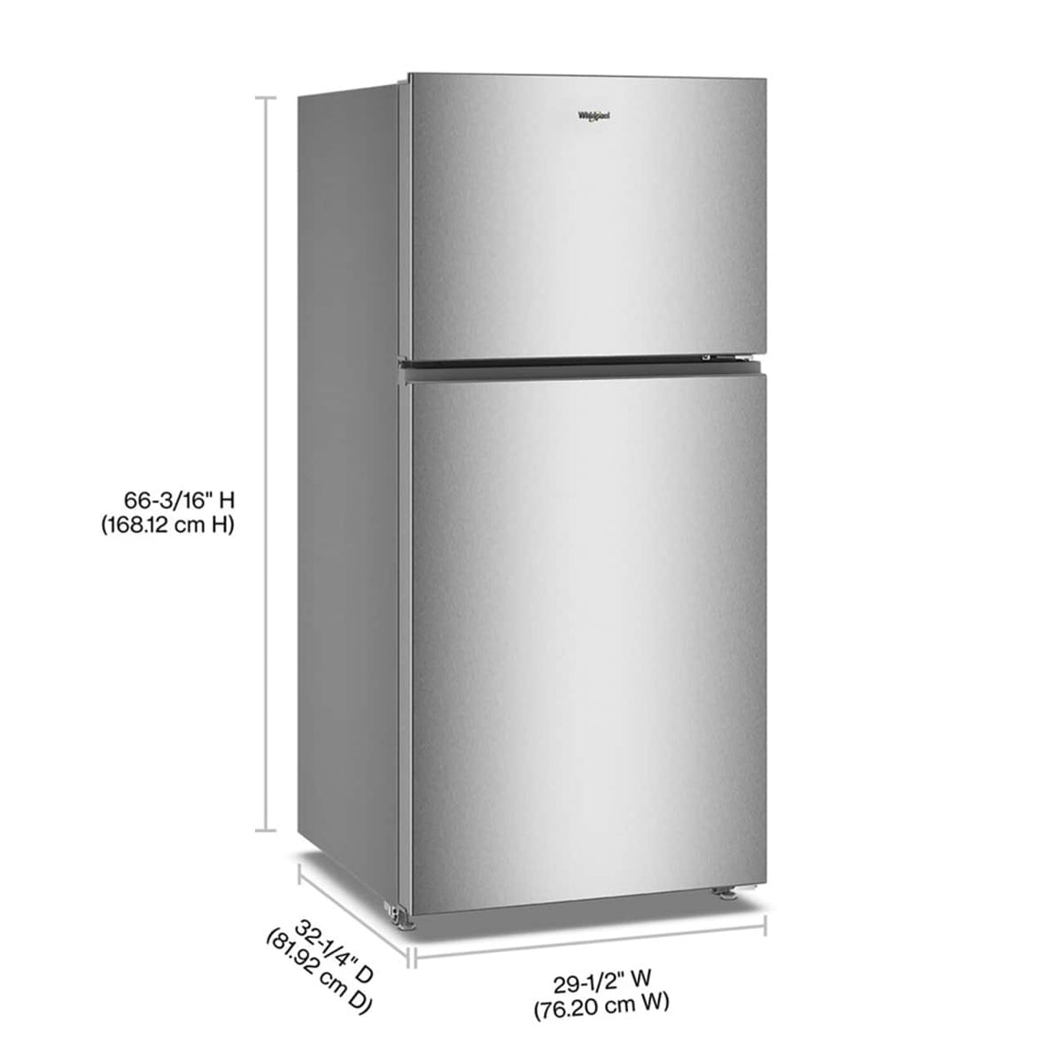 Whirlpool - 30 in. Wide 19 cu. ft. Wide Top Freezer Refrigerator with Total Coverage Cooling - Fingerprint-Resistant Stainless Finish