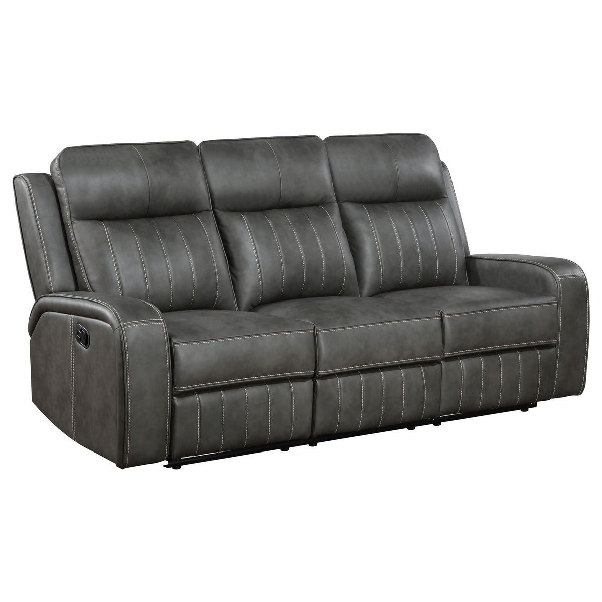 Forrest - Sofá reclinable Motion con elegante capitoné y anchos brazos - Gris