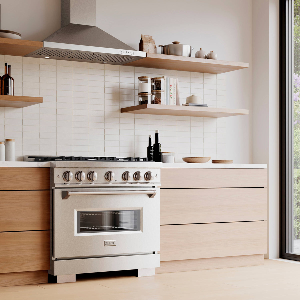 ZLINE - 36 in. 5.2 cu. ft. Classic Freestanding Gas Range with 6 DuoPro Burners and Convection Oven in Satin Stainless Steel - Satin Stainless Steel
