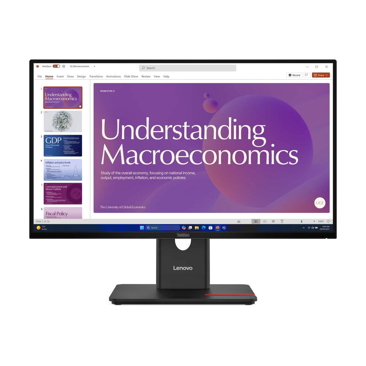 Lenovo - ThinkVision 23.8" IPS LED FHD 48Hz-120Hz Monitor (HDMI, USB, DP) w/Speakers - Eclipse Black