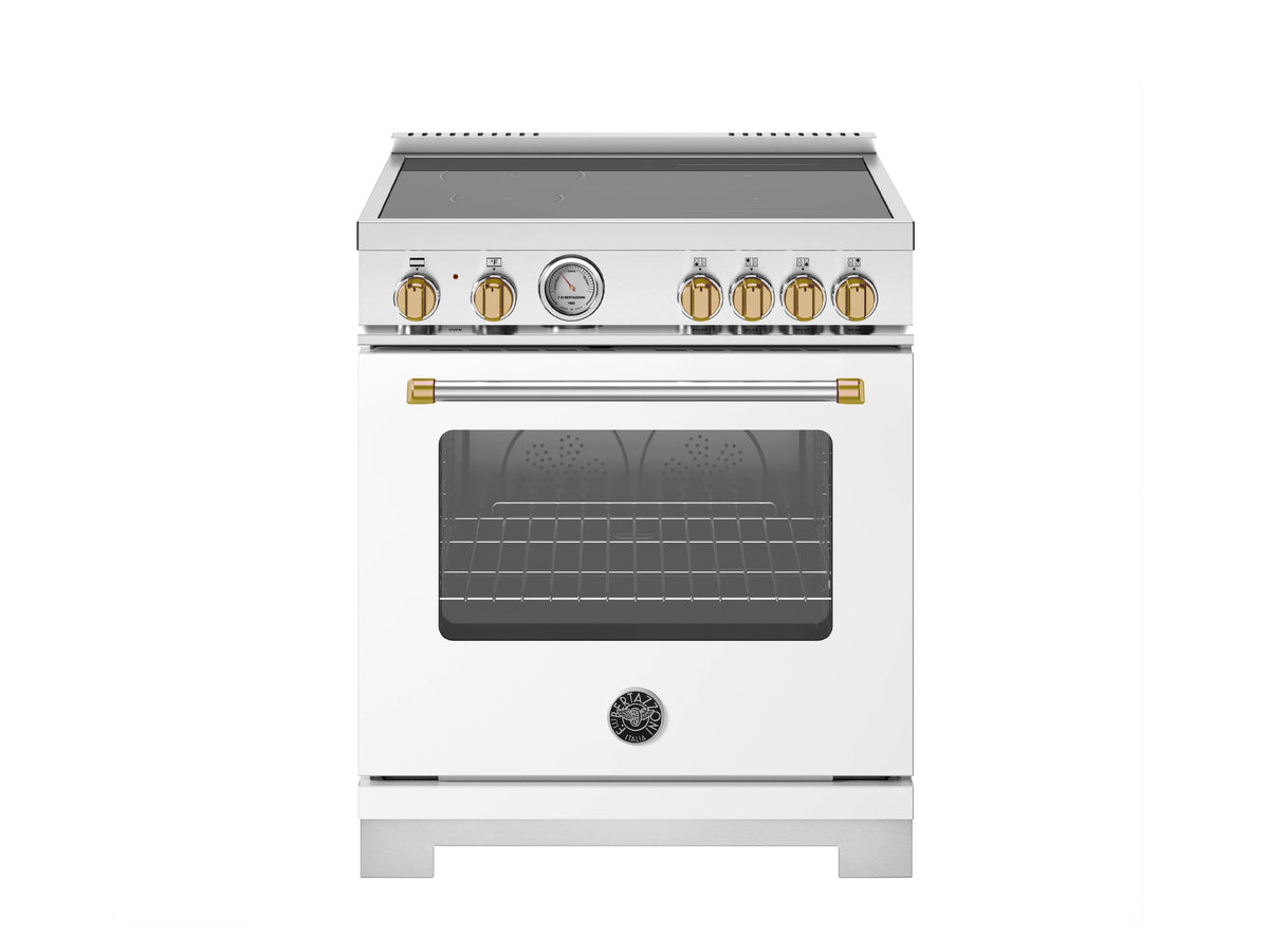 Bertazzoni - 30" Master Series Induction Range - Bianco Matt/Gold - White