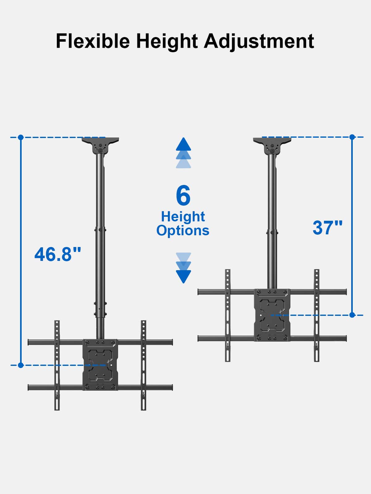 ErgoAV - 43″-75″ Ceiling Mounts for TVs - Black
