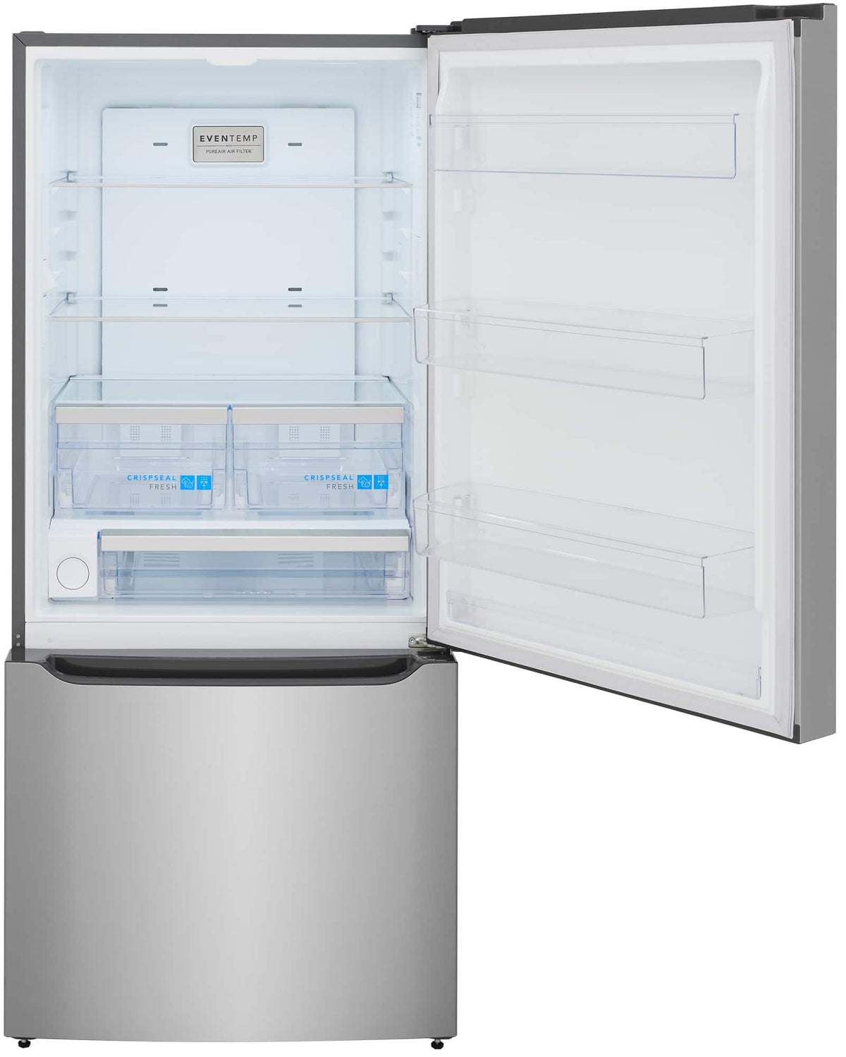 Frigidaire - 30 in. Wide 20.3 Cu. Ft. Bottom Freezer Standard Depth Refrigerator with Internal Water Dispenser - Smudge Proof Stainless Steel