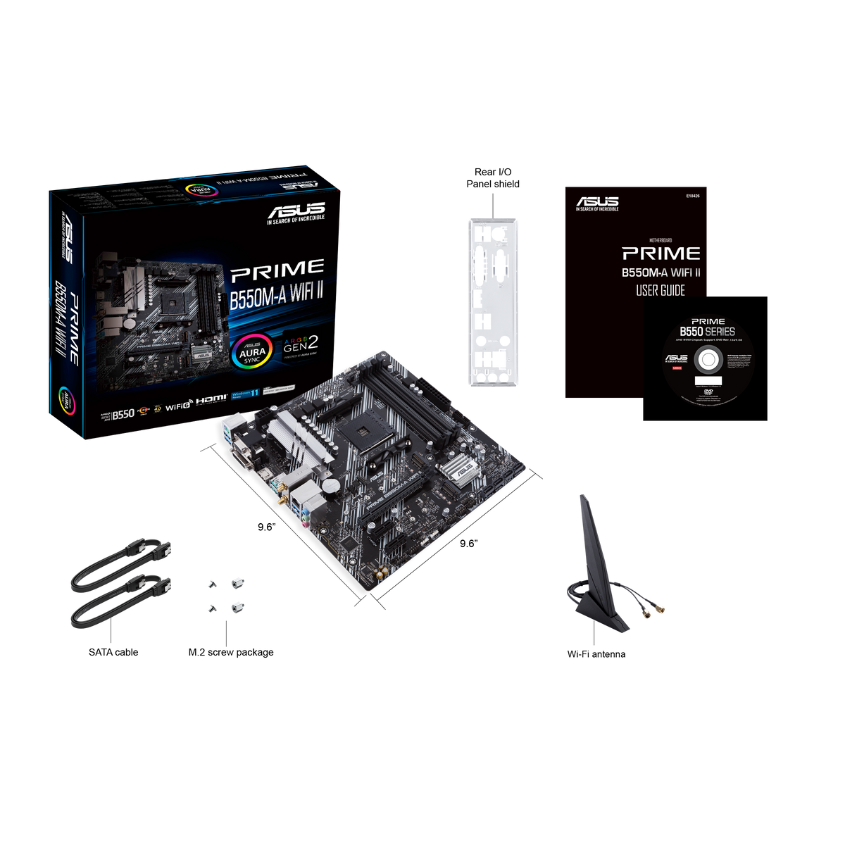 ASUS - PRIME B550M-A WIFI II (Socket AM4) AMD B550 Micro ATX DDR4 Wi-Fi 6 Motherboard - Black