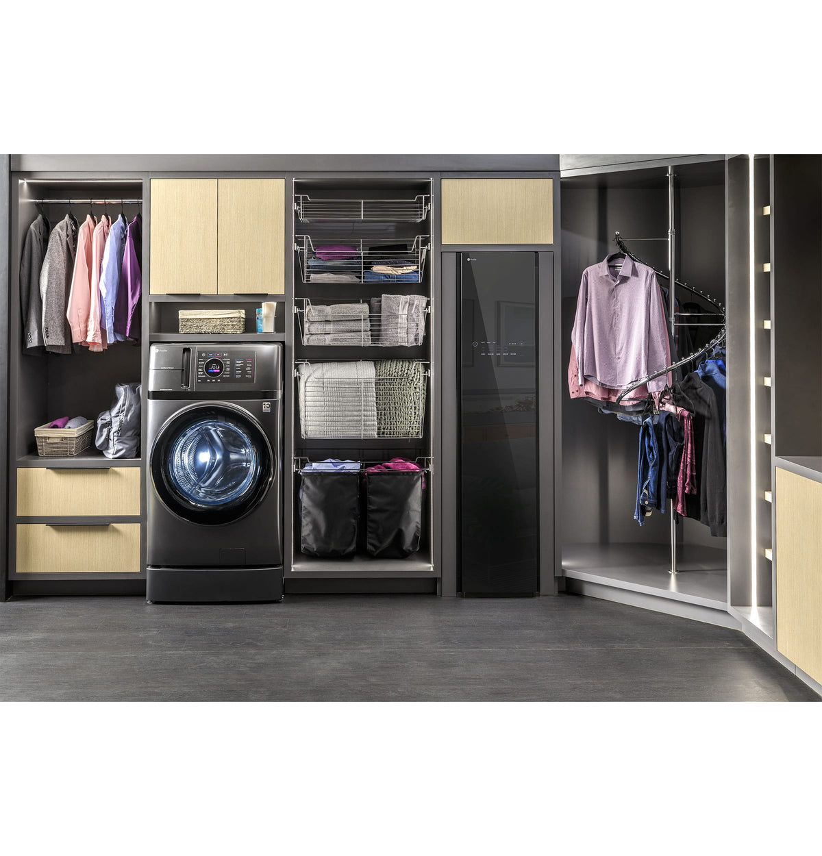 GE Profile - Steam Closet with Fabric Refresh - Mirrored Carbon