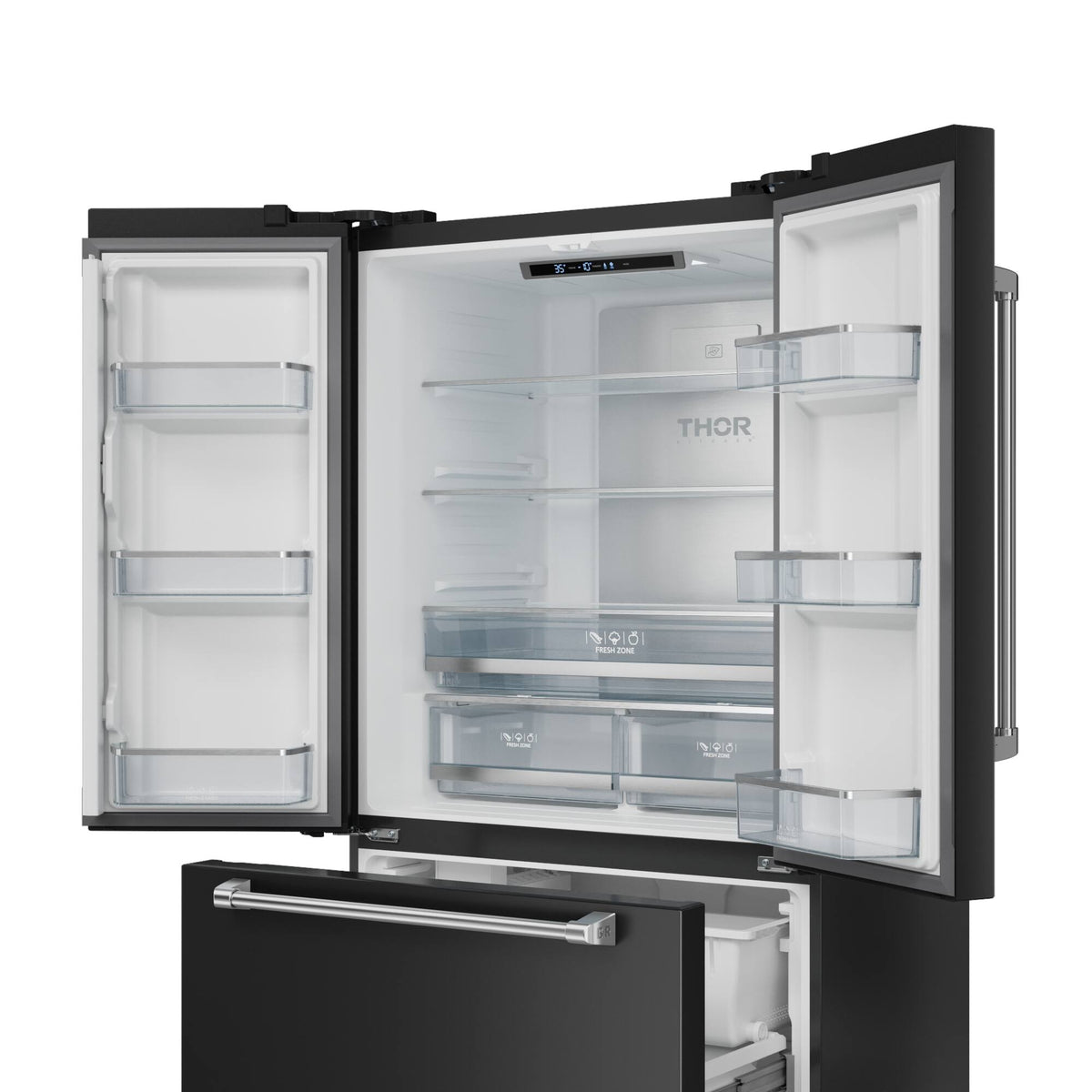 36 in. Wide Gordon Ramsay Series by Thor Kitchen 20.3 Cu. Ft. Counter Depth Refrigerator with Stainless Steel Hardware - Black