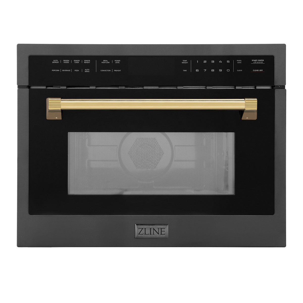 ZLINE - Autograph Edition 24" 1.6 cu ft. Built-in Convection Microwave Oven in Black and Polished Gold Accents - Stainless Steel