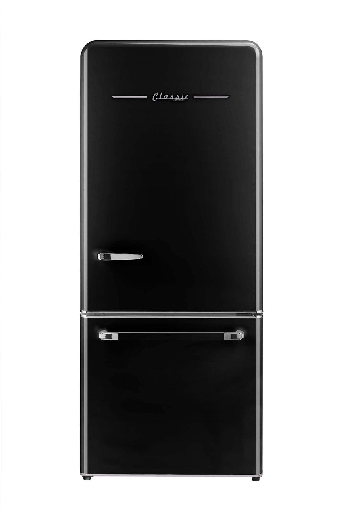 Unique Appliances - 30 in. Wide Classic Retro 30 in 17.7 cu. ft. Frost Free Retro Bottom Freezer Refrigerator - Midnight Black