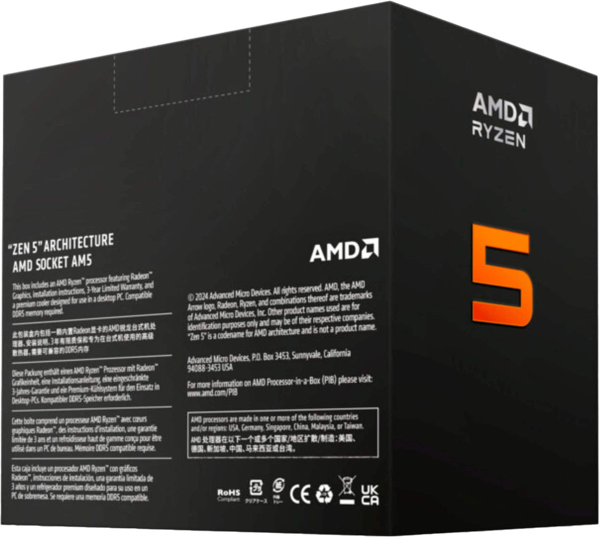 AMD - Ryzen 5 9600X 6-Core - 12-Thread 3.9 GHz (5.4 GHz Max Boost) Socket AM5 PCI Express 5.0 Unlocked Desktop Processor - Silver