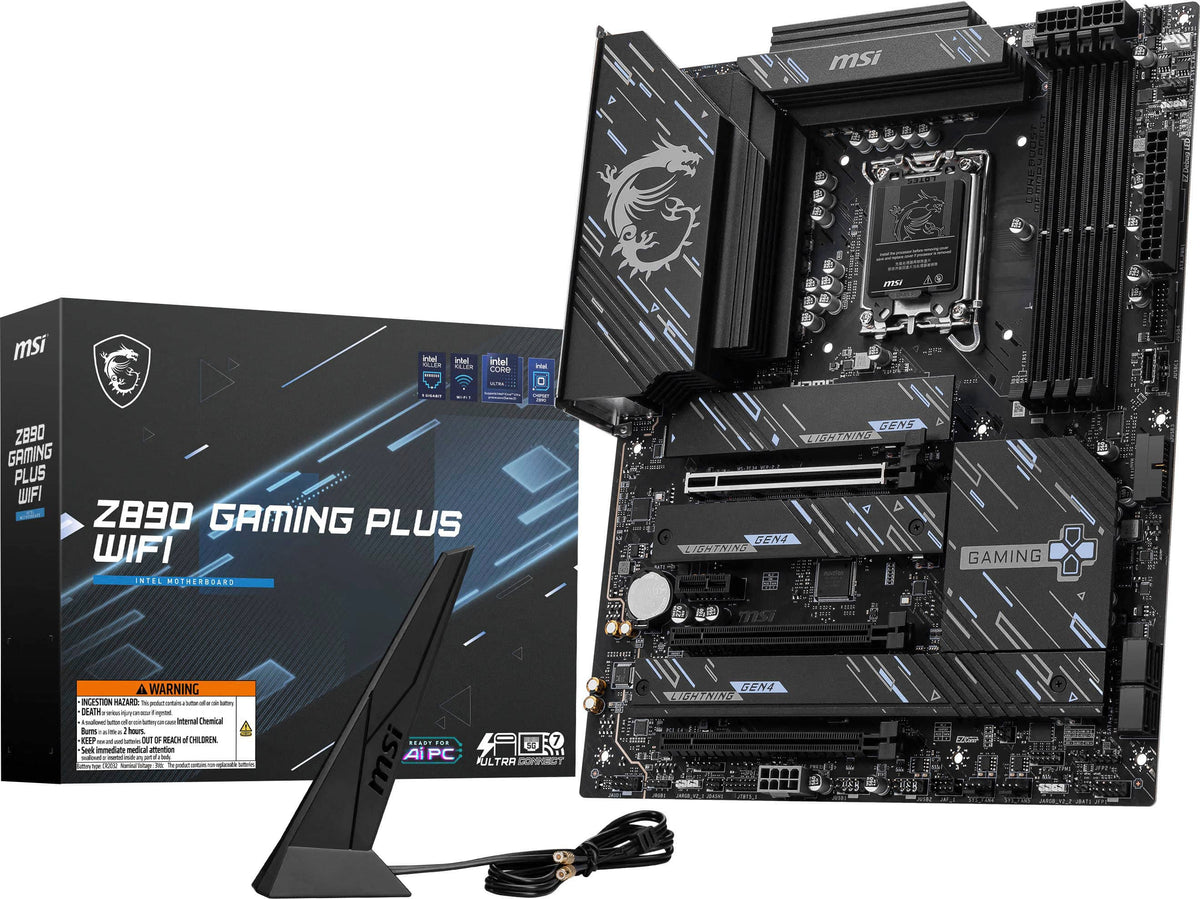 MSI - Z890 GAMING PLUS WIFI (Socket LGA 1851) Intel Z890 ATX DDR5 Wi-Fi 7 Motherboard - Black