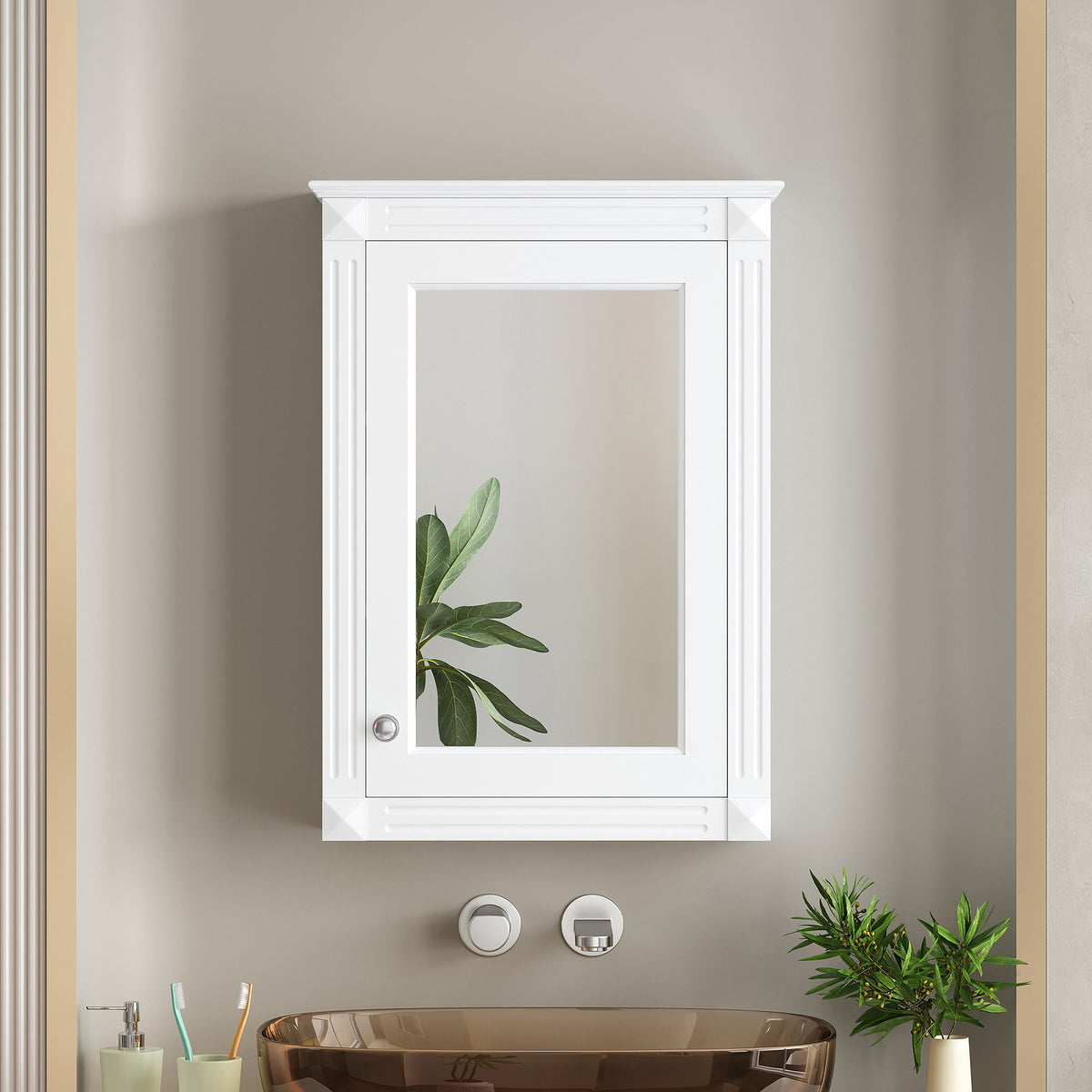 Botiquín de baño para montar en la pared sobre el inodoro con espejo