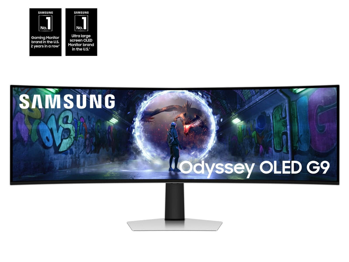 Samsung - 49" Odyssey OLED G9 (G93SD) Dual-QHD 240Hz 0.03ms G-Sync Compatible Curved Glare Free Gaming Monitor - Silver
